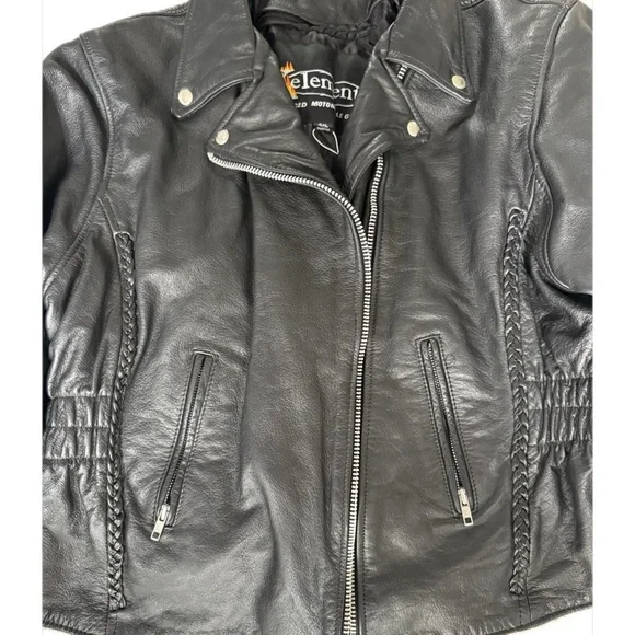 Women’s Black Genuine Leather Moto Jacket 4XL – Oversized Biker Motorcycle Style - Picture 13 of 13